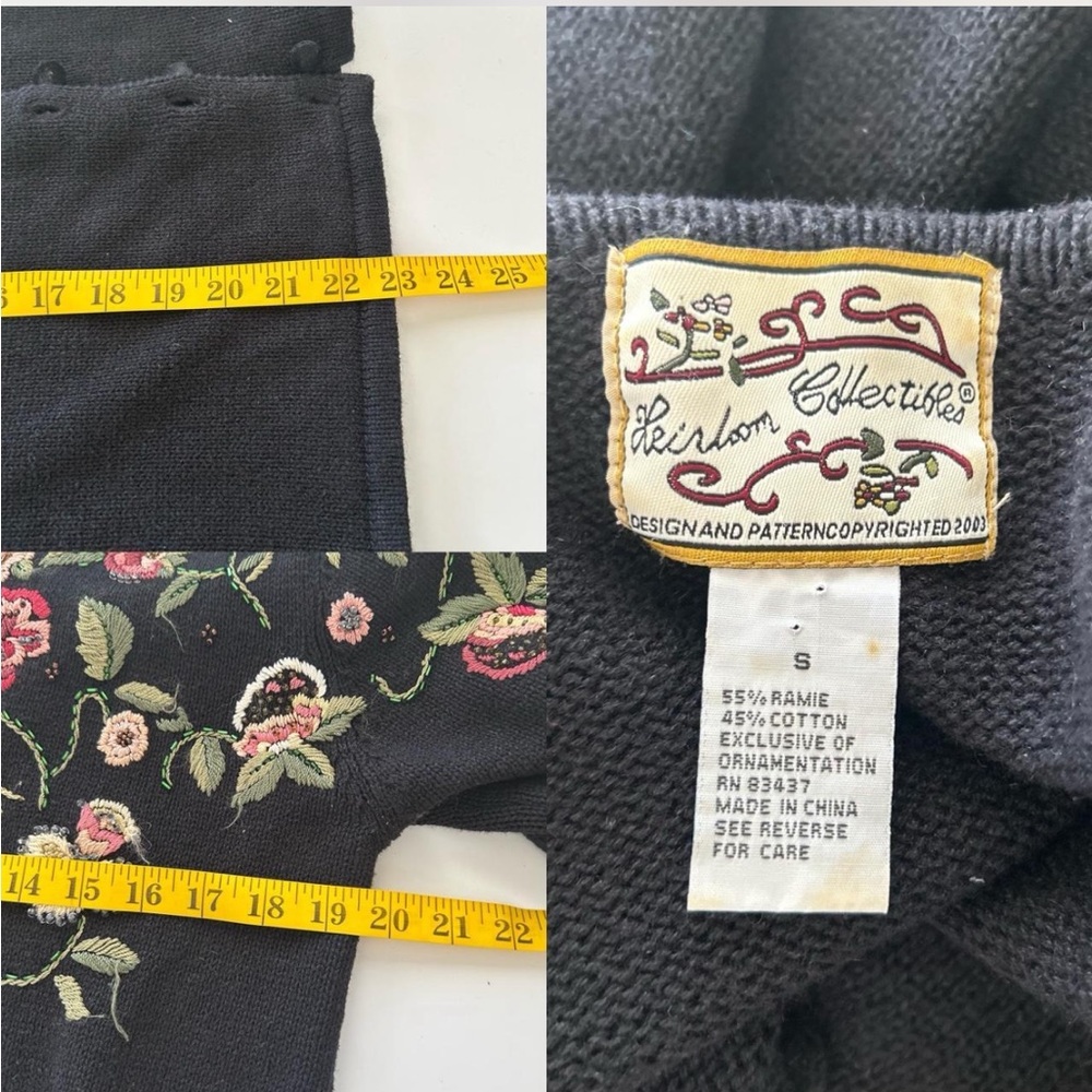 VTG Y2K Heirloom Collectibles Black Floral Embroidered Cardigan Romantic Goth. - Picture 7 of 7